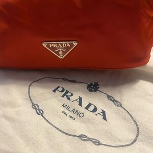 Prada burnt orange  Nylon Shoulder Bag with Silver Hardware